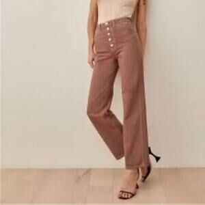 Reformation Lexi High Rise Wide Leg Jeans in Rye Brown Size 27